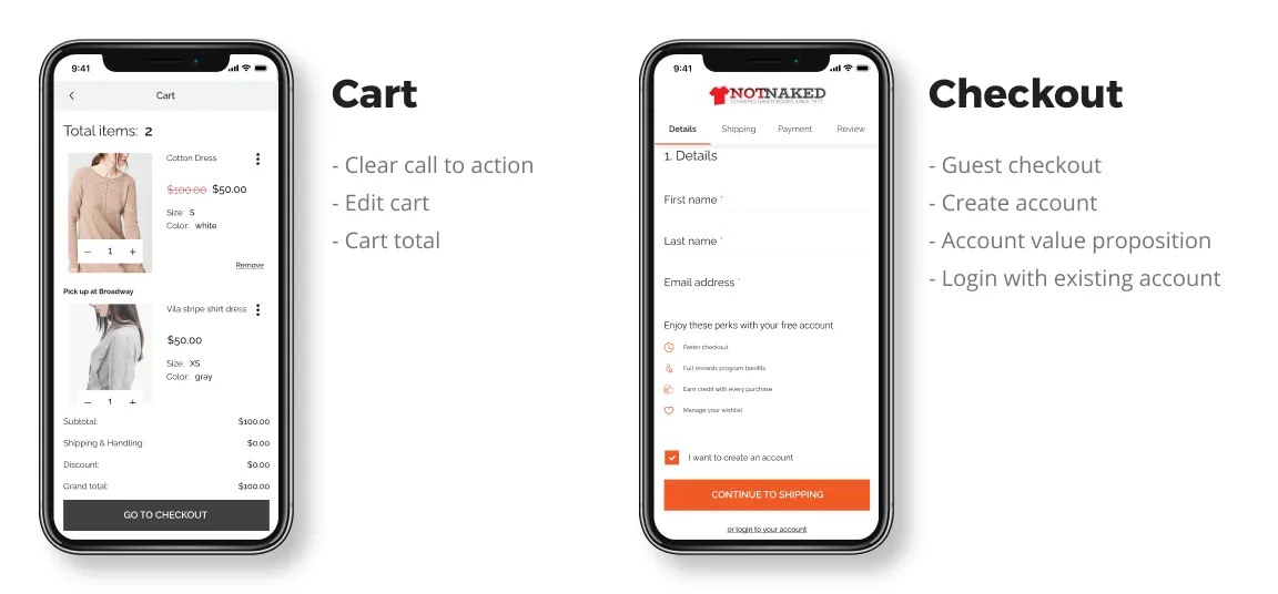 UI of eCommerce shopping- Cart and Checkout