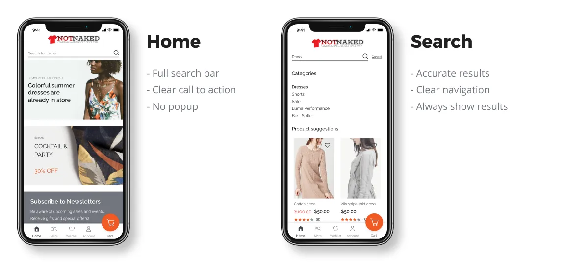 UI of eCommerce shopping page